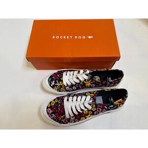 Rocket Dog Floral Jumpin Margate Lace Up Sneakers Sz 11 Women’s NIB Casual Blk